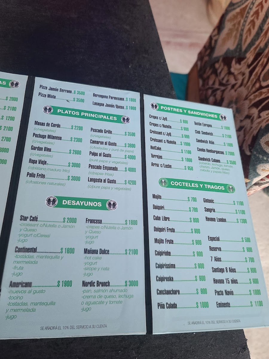 Menu Star Cafe Restaurant - Habana Cuba-2