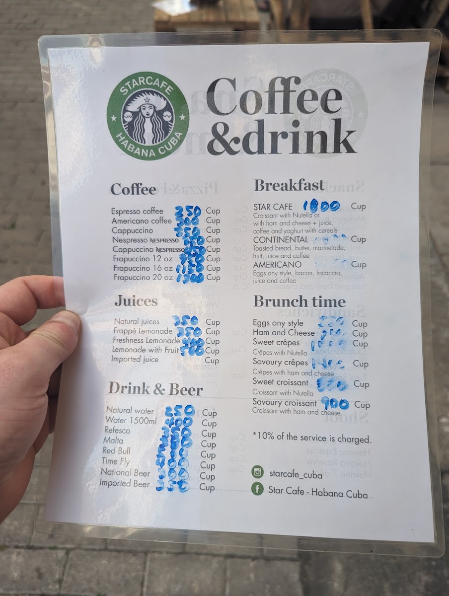 Menu Star Cafe Restaurant - Habana Cuba-3